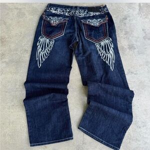 Y2k affliction like delf embroidered jeans